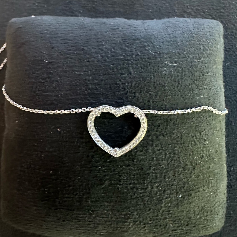 Natural diamond heart with  18 carat white gold necklace